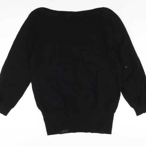 Oasis Women's Black Cotton Pullover Jumper L