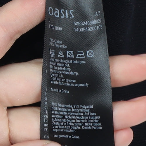 Oasis Women's Black Cotton Pullover Jumper L