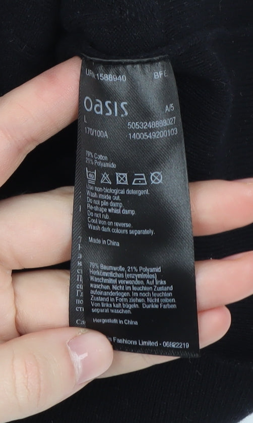 Oasis Women's Black Cotton Pullover Jumper L