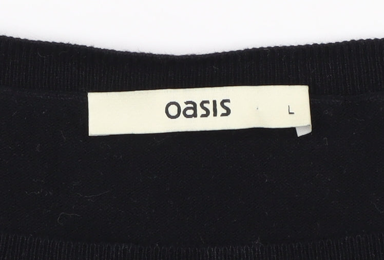 Oasis Women's Black Cotton Pullover Jumper L