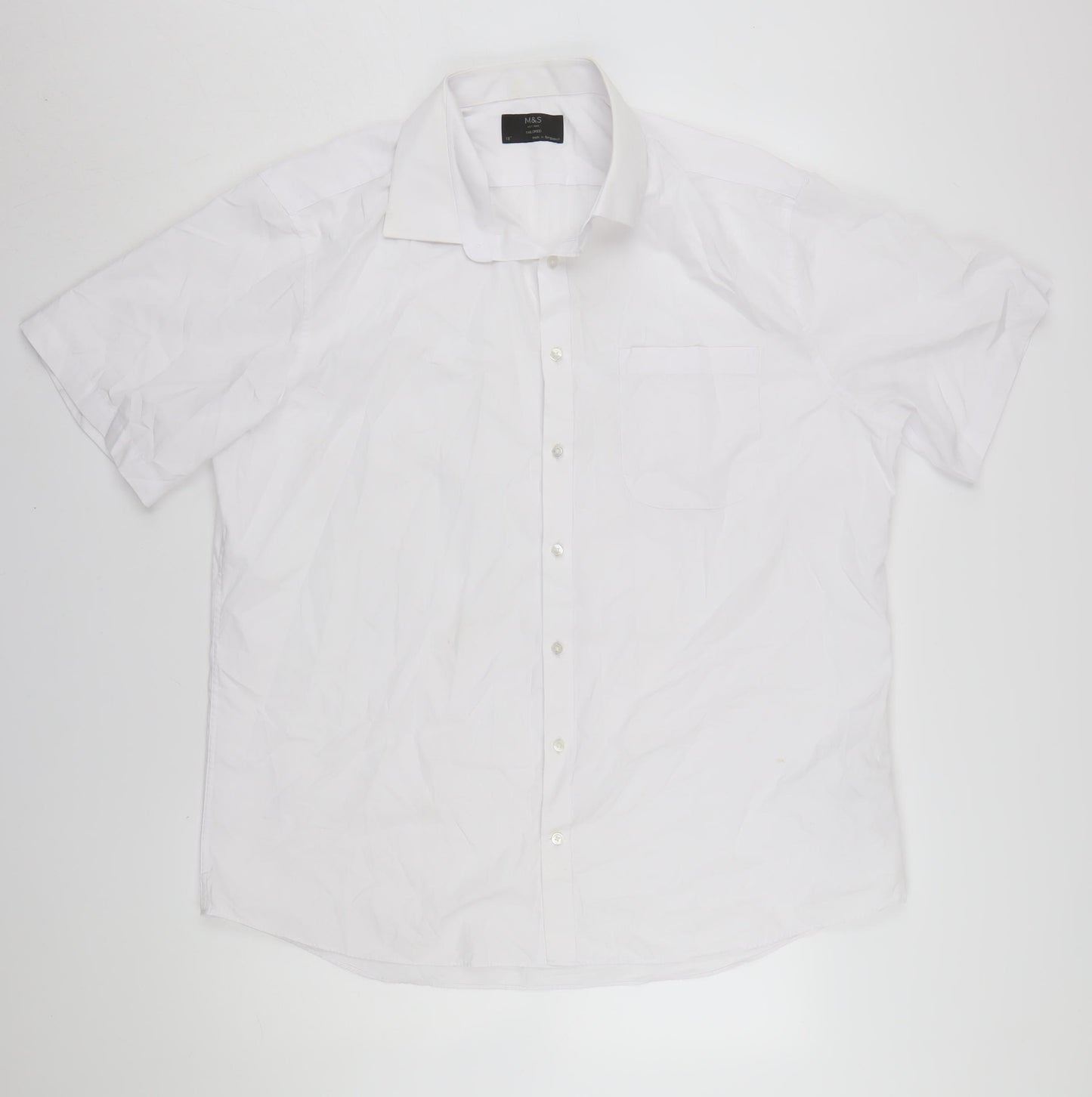Marks and Spencer White Short Sleeve Men's Formal Shirt