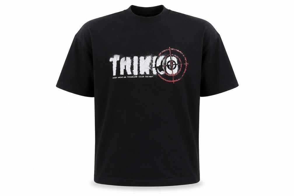 Front view of Trikko Men's Black S Graphic Print T-Shirt