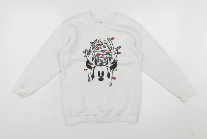 Disney Boys White Large Christmas Pullover Sweatshirt