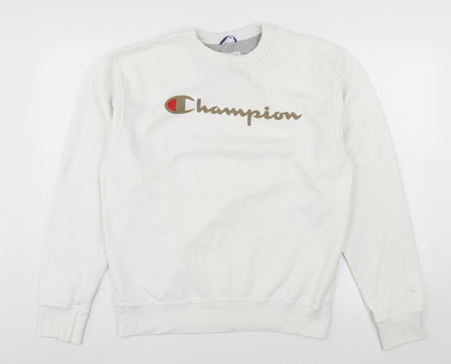 Champion Men's White Crew Neck Pullover Sweatshirt L