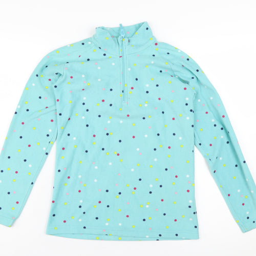 Mountain Warehouse Girls Blue Polka Dot 1/2 Zip Fleece Hoodie 11-12Y
