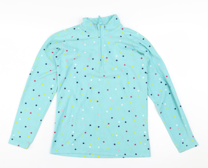 Mountain Warehouse Girls Blue Polka Dot 1/2 Zip Fleece Hoodie 11-12Y