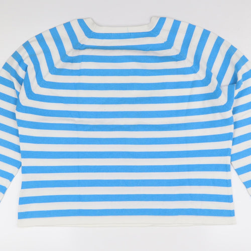 Emreco Women's Blue Striped Button-Up Jersey Top