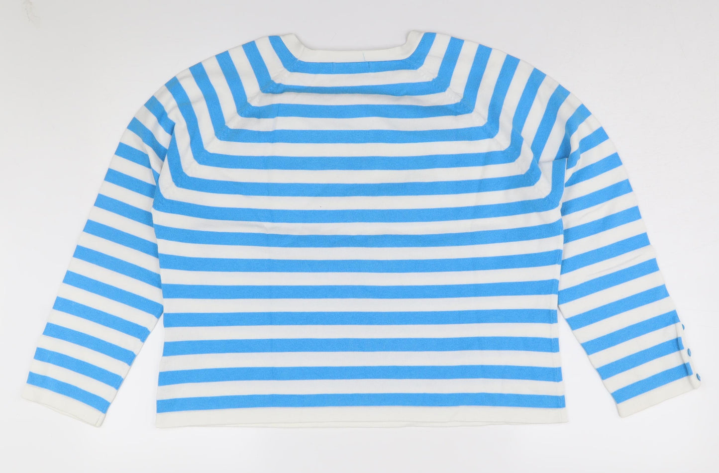 Emreco Women's Blue Striped Button-Up Jersey Top