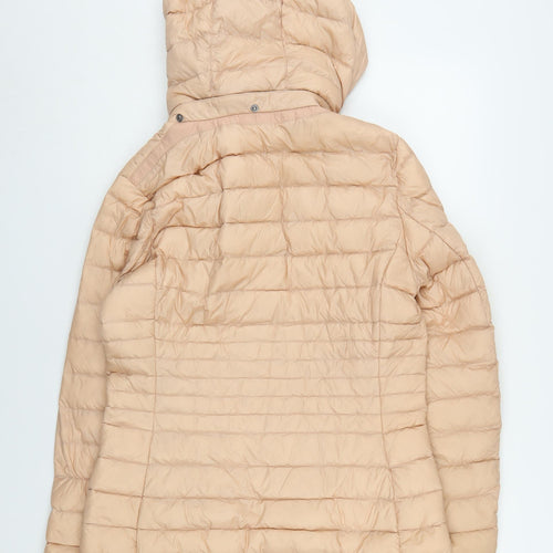 Geox Women's Beige Puffer Jacket Size 12 Hooded Zip