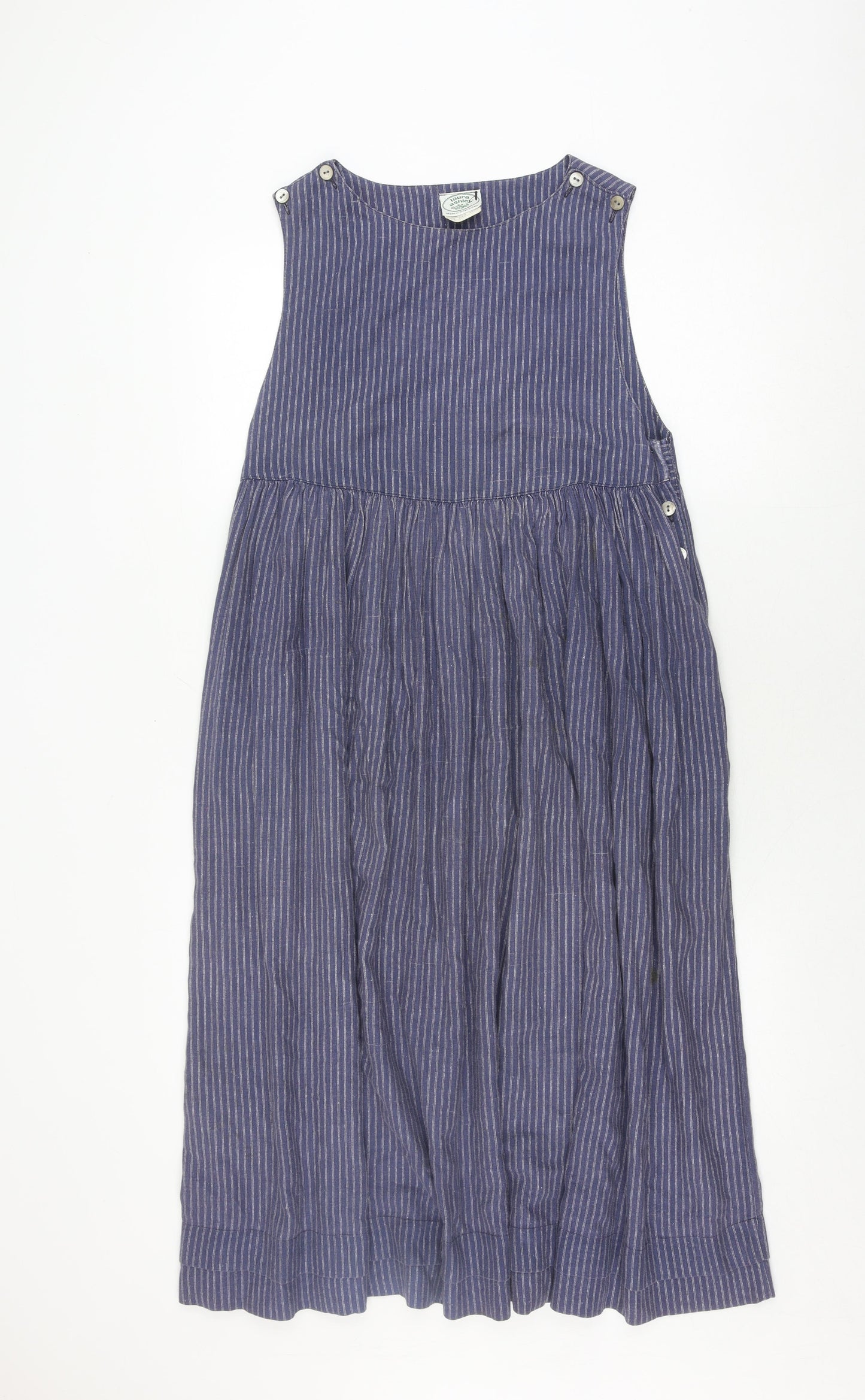 Laura Ashley Women's Blue Striped Pinafore Dress