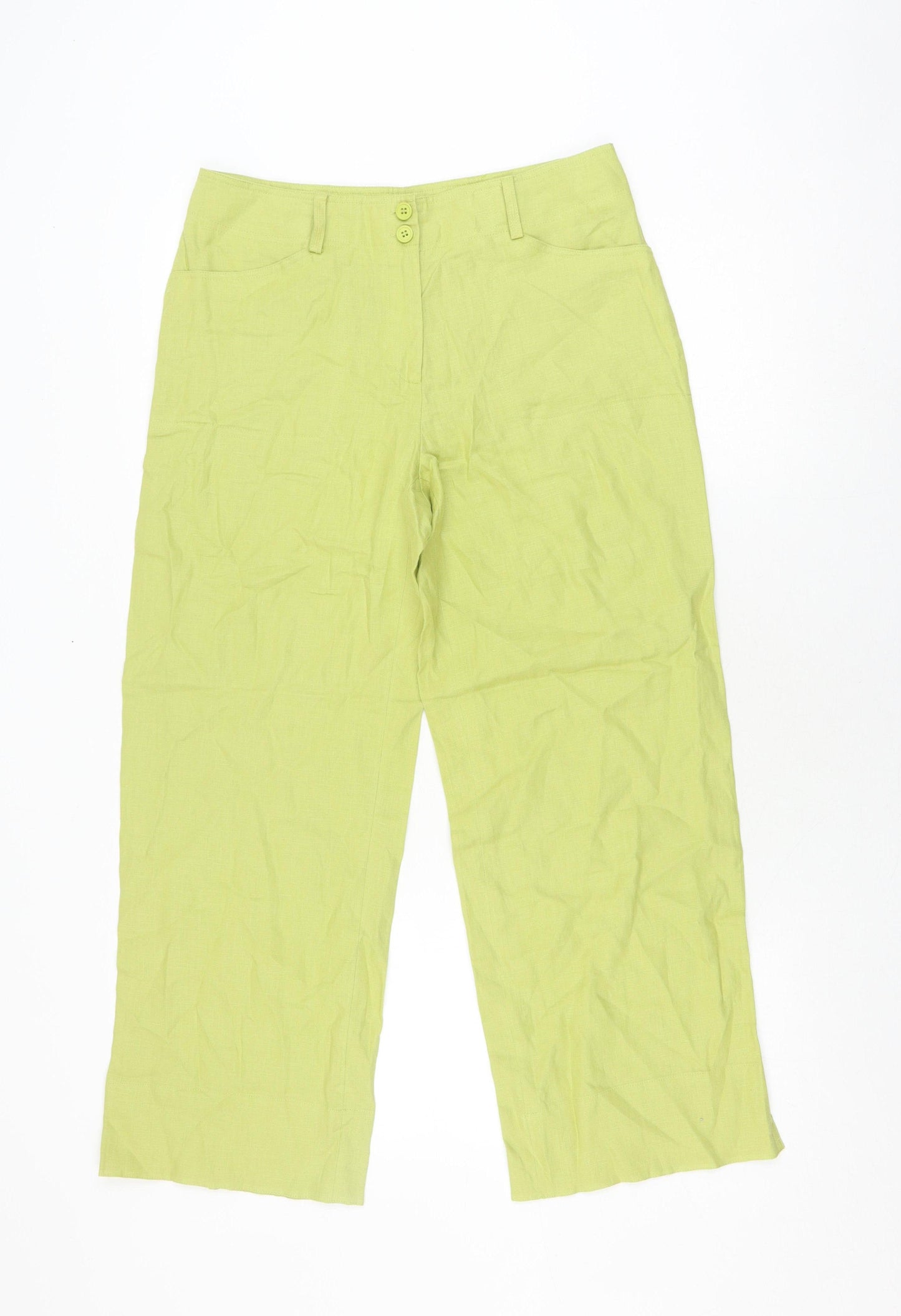 Women's Green Linen Trousers Size 10