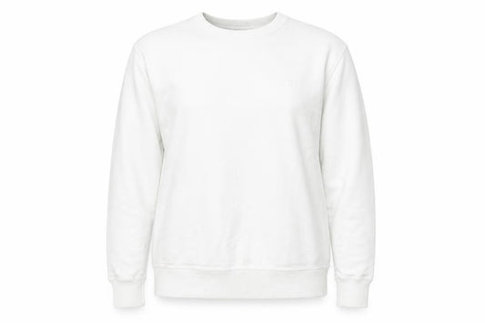 Front view of Champion White unisex m pullover sweatshirt