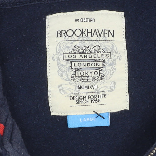 Brookhaven Unisex Blue Striped Hooded Jacket, L