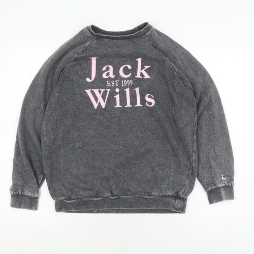 Jack Wills Girls Black Pullover Sweatshirt 12-13Y Logo
