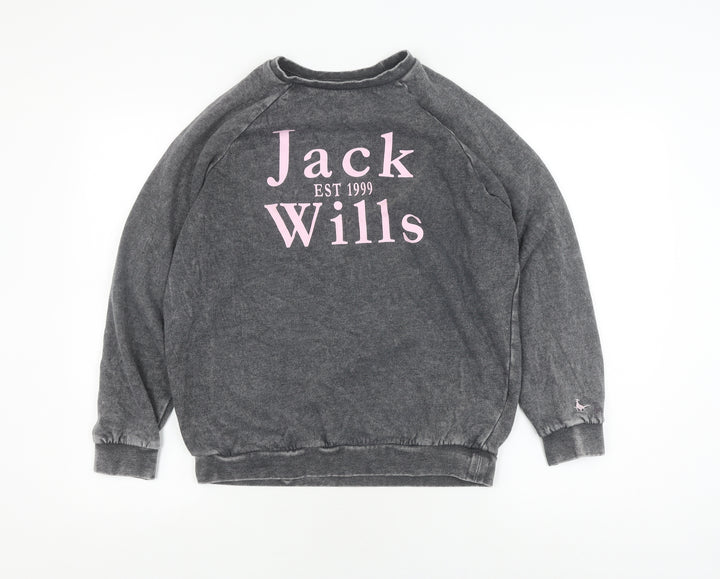 Jack Wills Girls Black Pullover Sweatshirt 12-13Y Logo