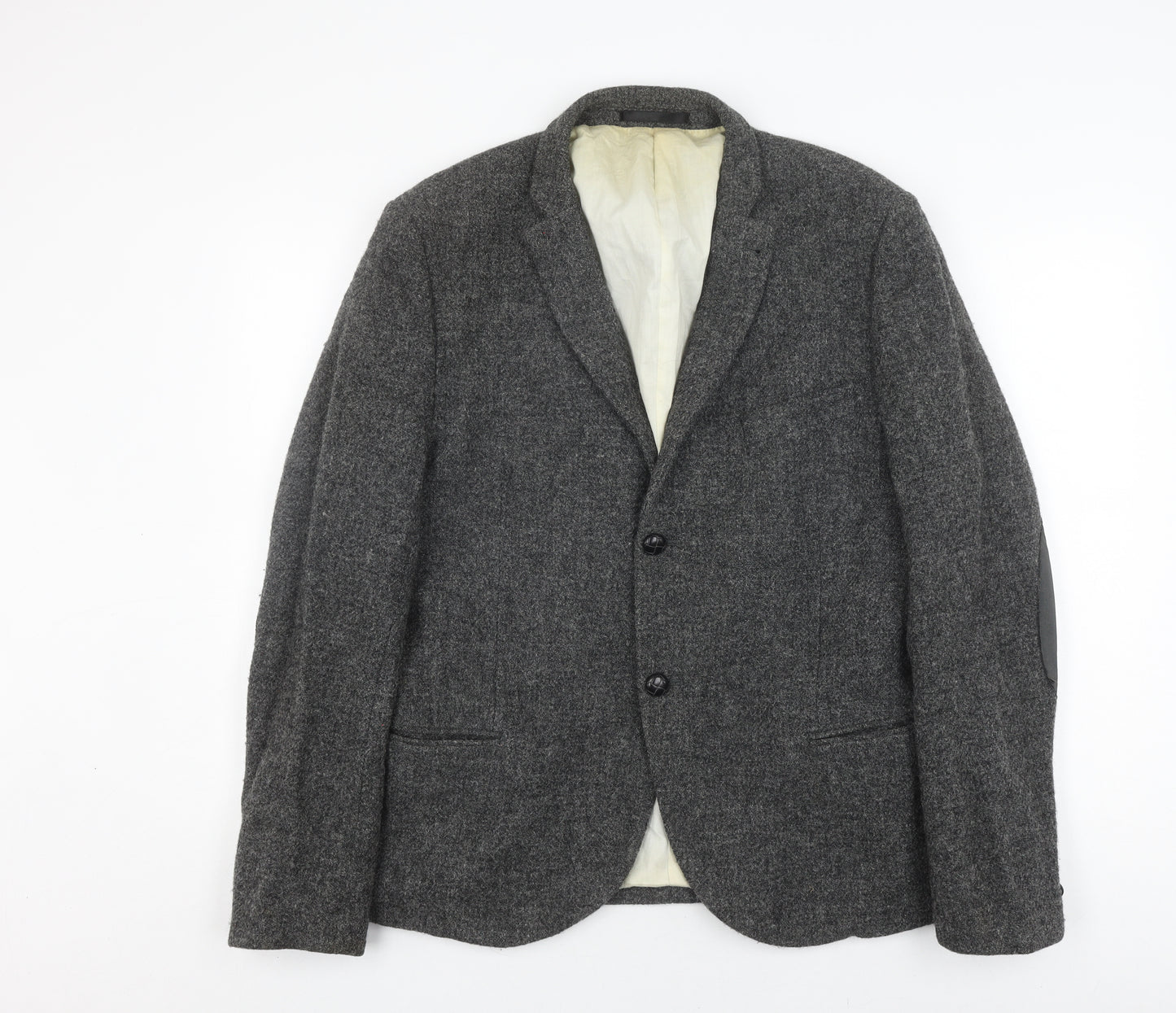 Topman Men's Grey Wool Blazer, Size 46, Regular Fit