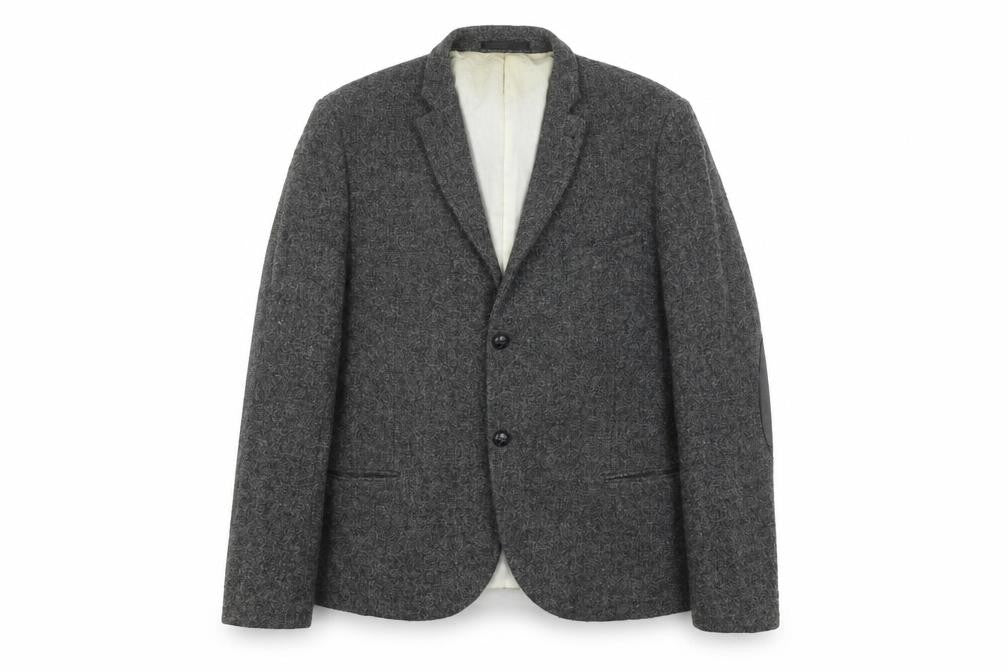 Front view of Topman Men's Grey Wool Blazer, size 46, Regular Fit