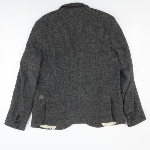 Topman Men's Grey Wool Blazer, Size 46, Regular Fit