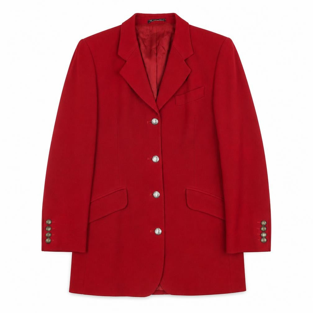 Front view of Austin Reed Women's Red Wool Long Blazer, size 12