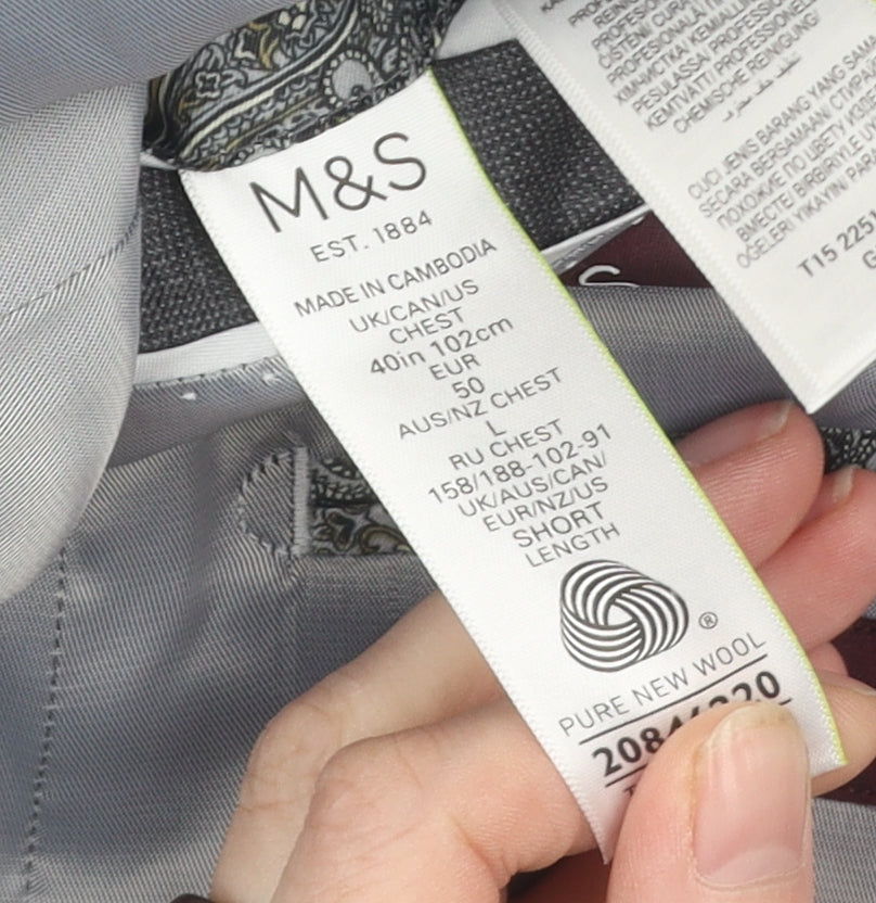 Marks and Spencer Men's Grey Wool Blazer 40S