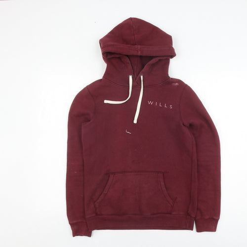 Jack Wills Women's Red Pullover Hoodie, Size 6, Logo Accent