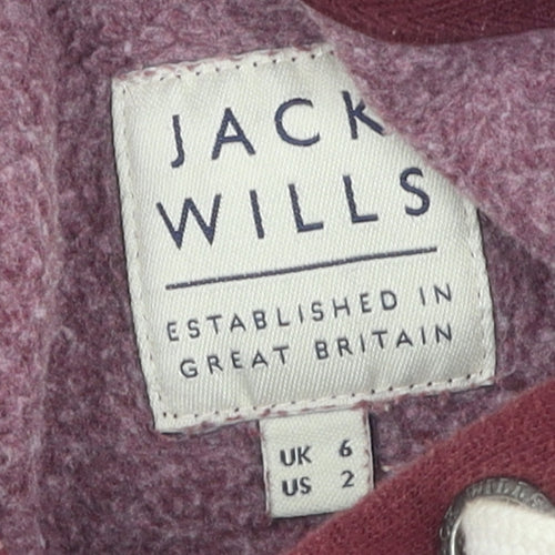 Jack Wills Women's Red Pullover Hoodie, Size 6, Logo Accent