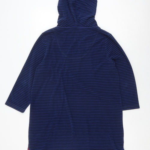 White Stuff Boys Blue Striped Pullover Hoodie, L, Hooded, Logo