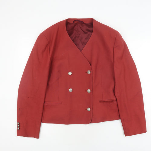 Austin Reed Women's Red Wool Double-Breasted Blazer Size 14