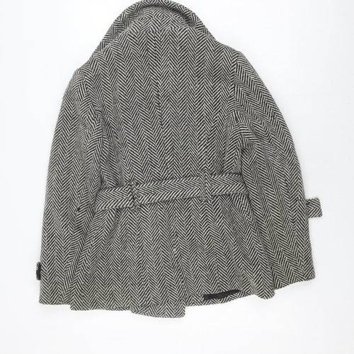 Edina Ronay Women's Black Herringbone Wool Coat Size 12