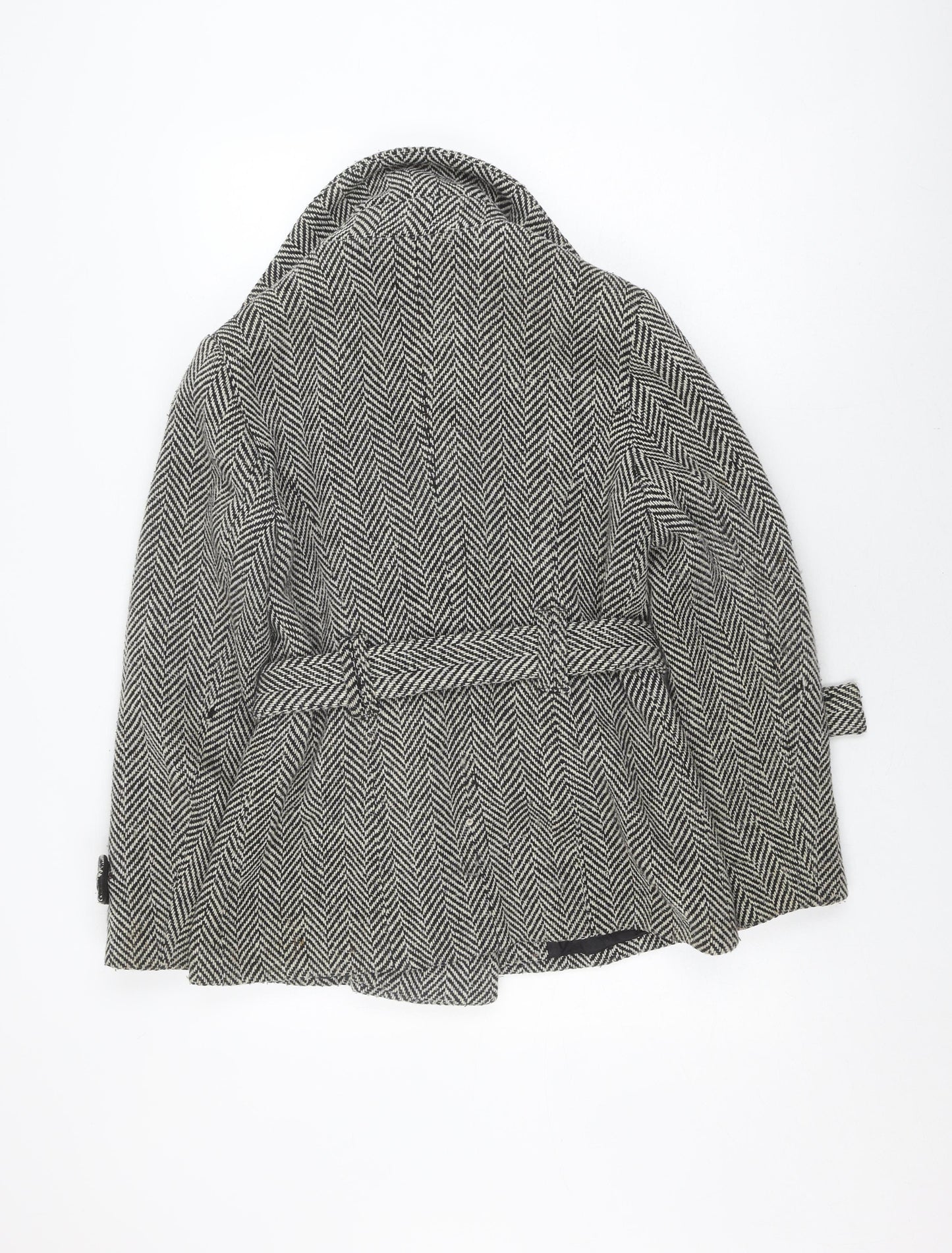 Edina Ronay Women's Black Herringbone Wool Coat Size 12