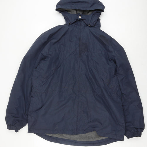 Cotton Traders Men's Blue Hooded Rain Coat Jacket L