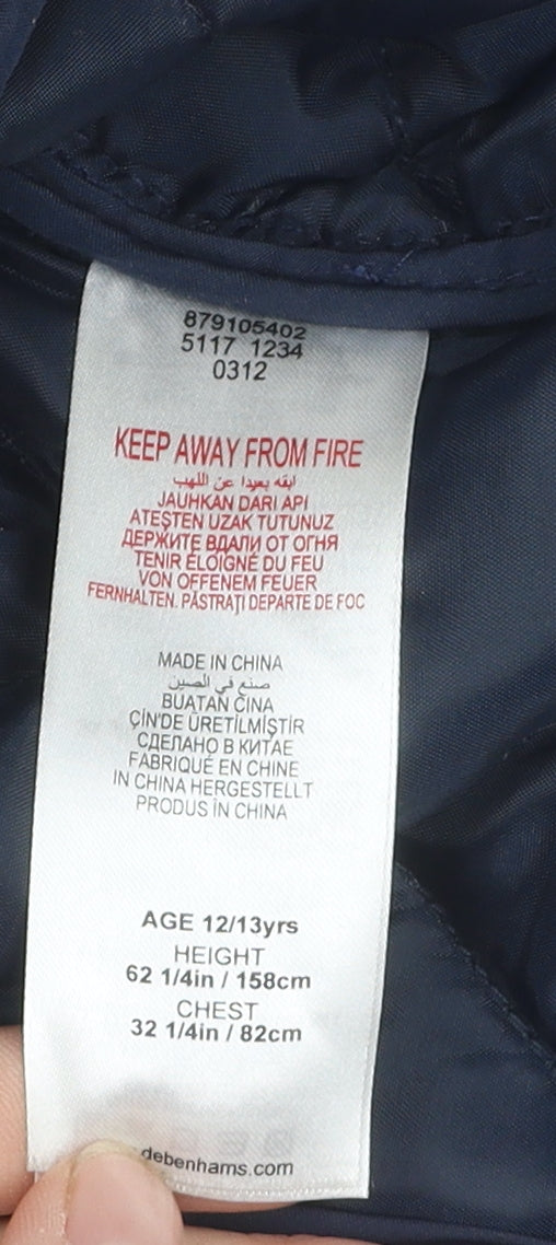 Jasper Conran Girls Blue Quilted Jacket Size 12-13 Years