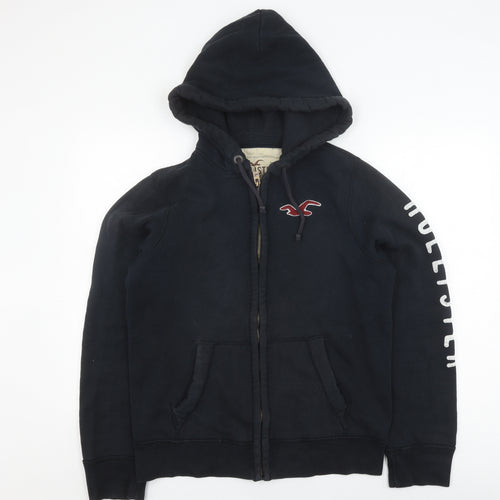 Hollister Men’s Black Full Zip Hoodie M - Logo Accent