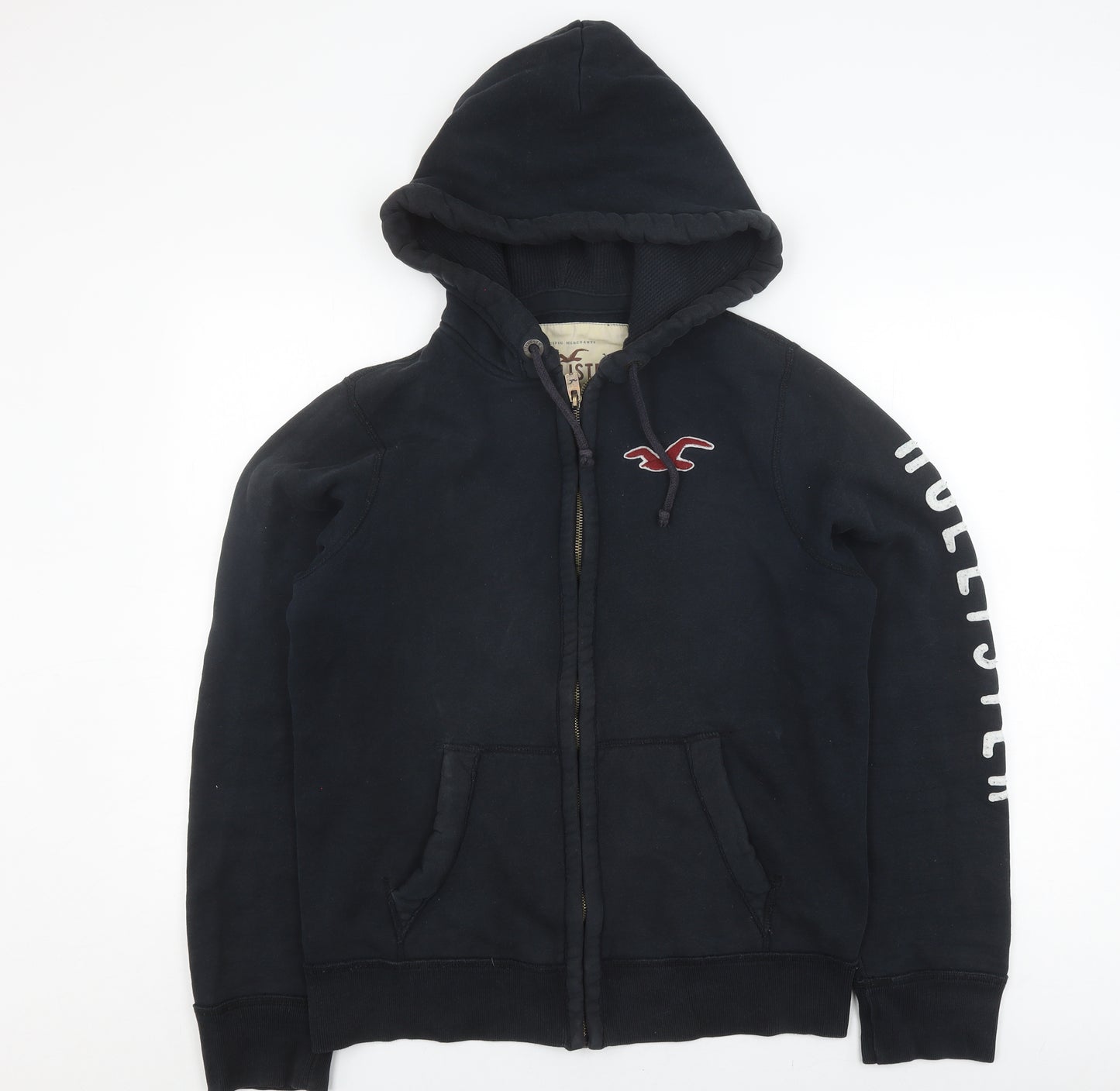 Hollister Men’s Black Full Zip Hoodie M - Logo Accent