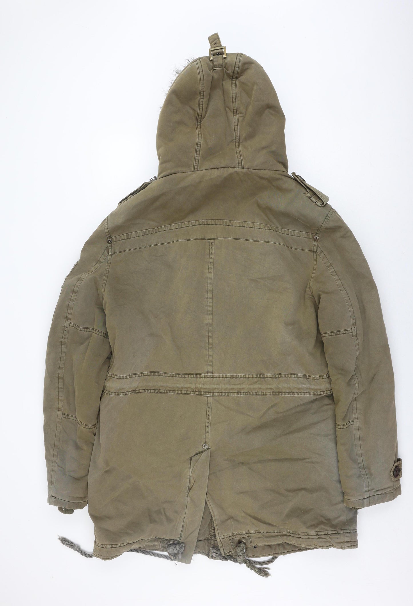 DreiMaster Men's Green Parka Jacket, Size M, Cotton, Hooded