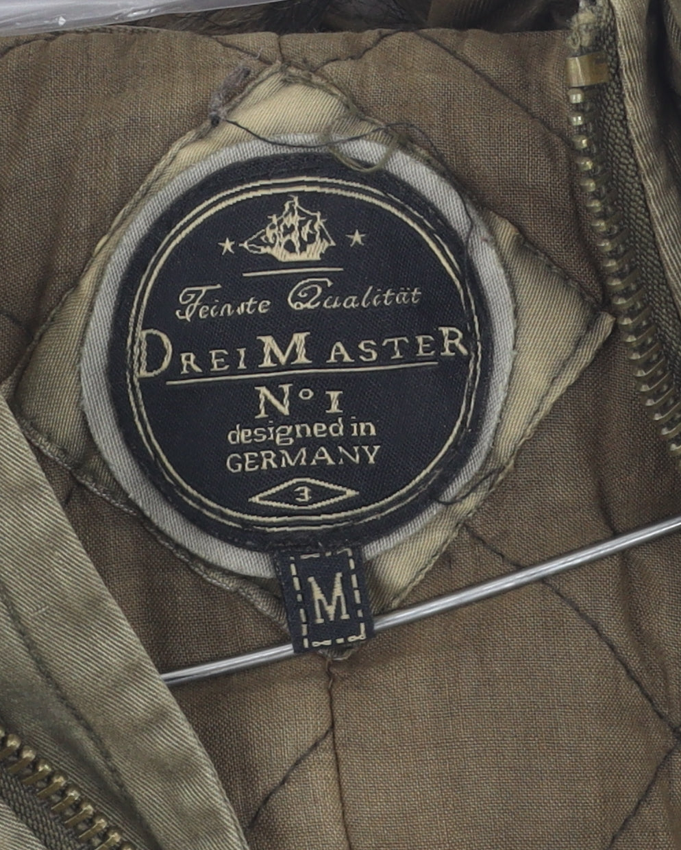 DreiMaster Men's Green Parka Jacket, Size M, Cotton, Hooded