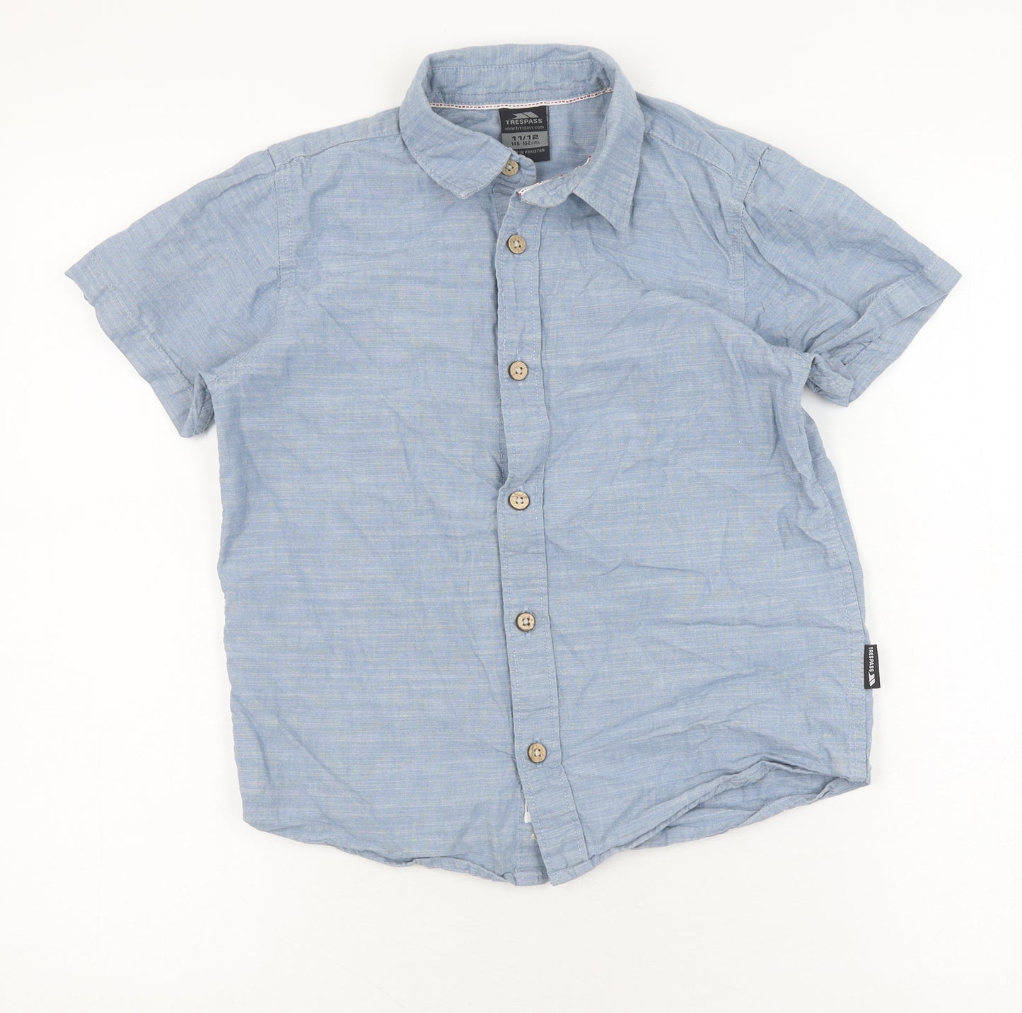 Trespass Boys Blue Cotton Button-Up Shirt Size 11/12