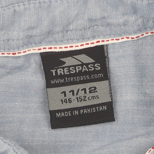 Trespass Boys Blue Cotton Button-Up Shirt Size 11/12
