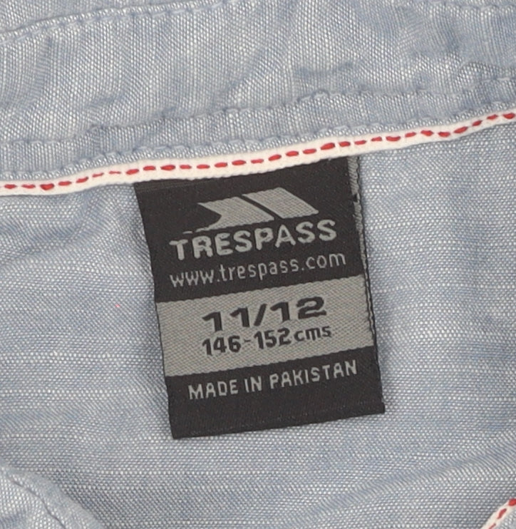Trespass Boys Blue Cotton Button-Up Shirt Size 11/12