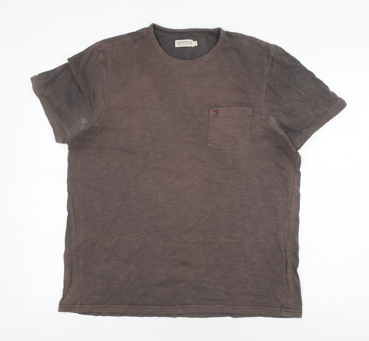 Farah Men's Black Cotton T-Shirt, Size L, Classic Fit