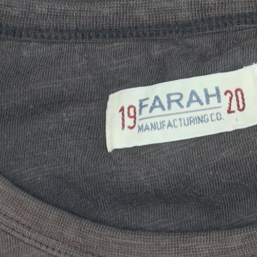 Farah Men's Black Cotton T-Shirt, Size L, Classic Fit