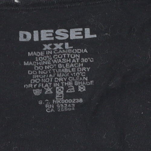 Diesel Men's Black 2XL Cotton Crew Neck T-Shirt