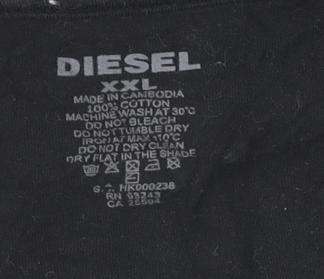 Diesel Men's Black 2XL Cotton Crew Neck T-Shirt
