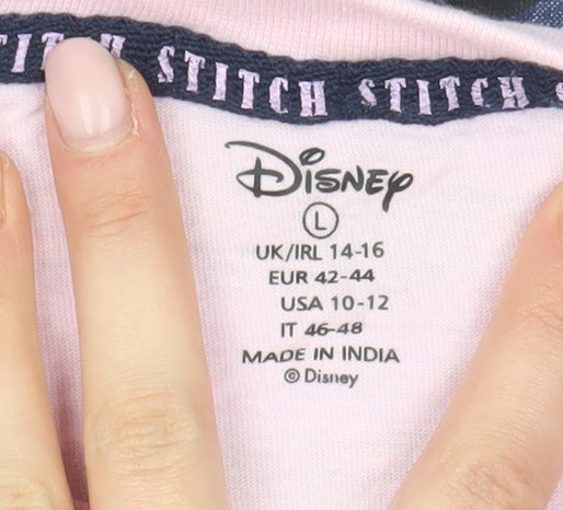 Disney Women’s Pink Stitch T-Shirt Size L, Casual Wear