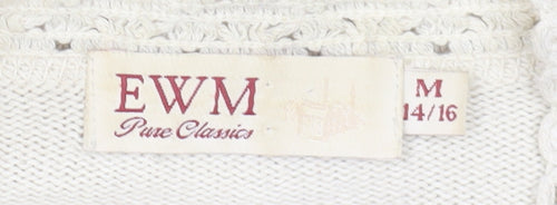 EWM Women's Ivory Cardigan M V-Neck Lightweight Knit
