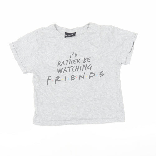 Friends Girls Grey Graphic T-Shirt S Regular Fit Casual