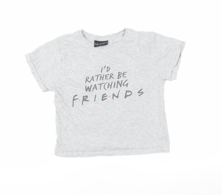 Friends Girls Grey Graphic T-Shirt S Regular Fit Casual