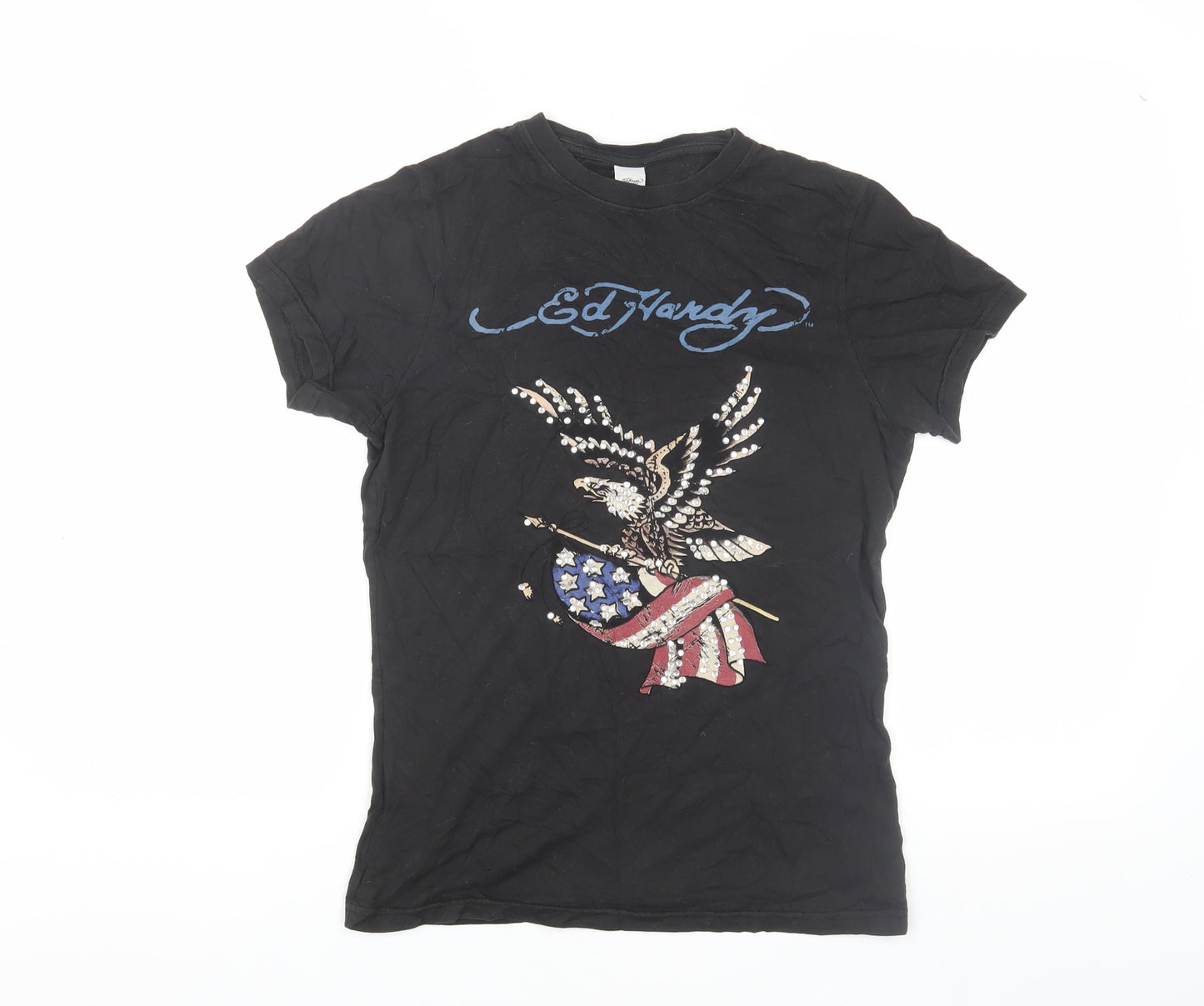 Ed Hardy Unisex Black T-Shirt M Casual Embroidered