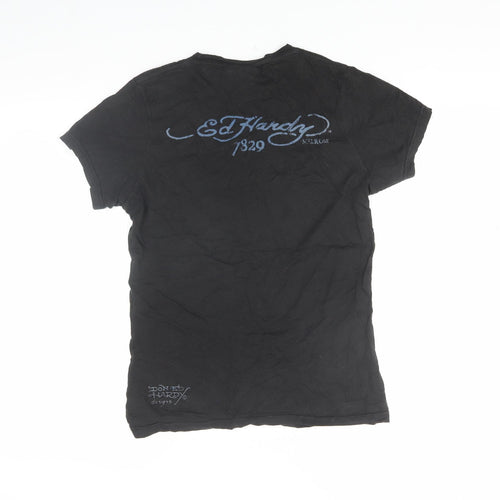 Ed Hardy Unisex Black T-Shirt M Casual Embroidered