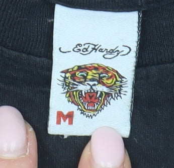 Ed Hardy Unisex Black T-Shirt M Casual Embroidered